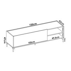 Mobile TV rovere e bianco 155x43x47h cm modulabile - Allesia