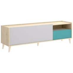 Mobile TV rovere e grigio 155x43x47h cm modulabile con 1 cassetto - Axterix