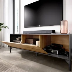 Mobile TV rovere nodi e antracite 132x38x44h cm modulabile - Porcia
