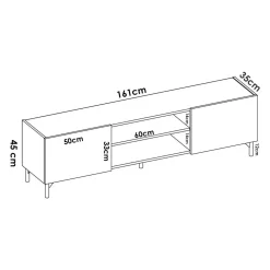 Mobile TV rovere nodi e antracite 161x35x45h cm 2 ante - Arya