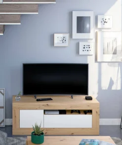 Mobile TV rovere nodi e bianco 139x42x53h cm 2 ante - Kunzite