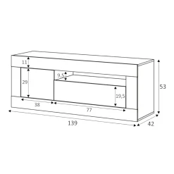 Mobile TV rovere nodi e bianco 139x42x53h cm 2 ante - Kunzite
