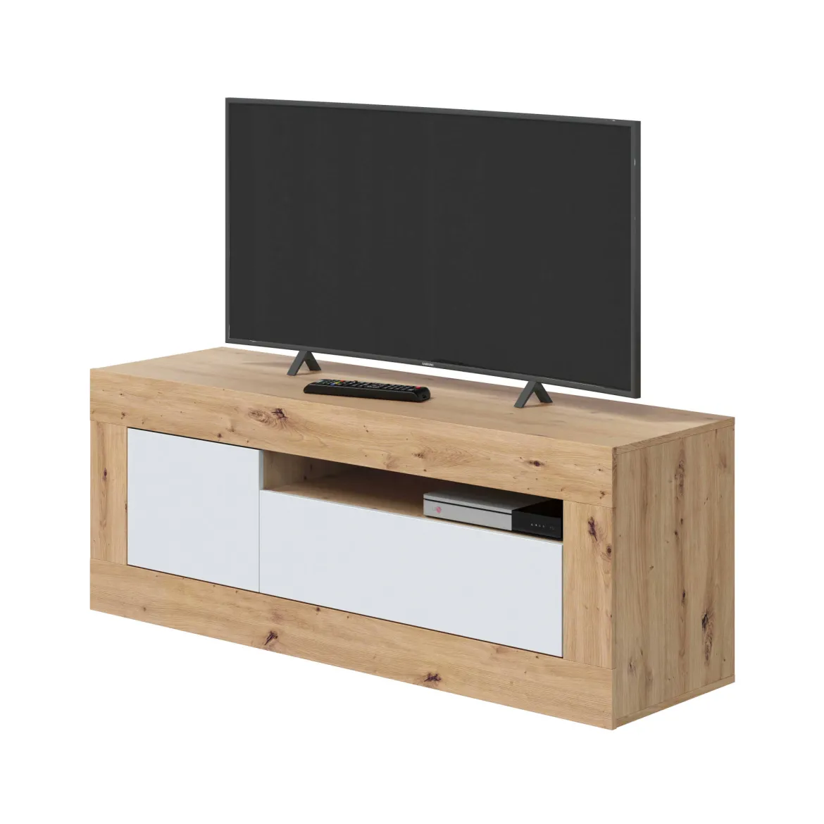 Mobile TV rovere nodi e bianco 139x42x53h cm 2 ante - Kunzite