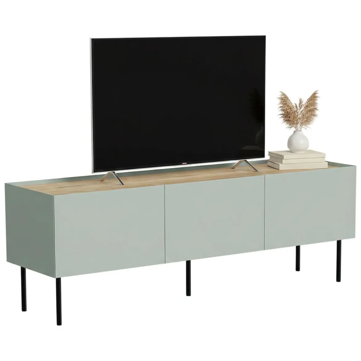 Mobile TV verde e rovere 200x40x52h cm 4 ante - Scopa