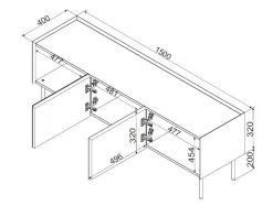 Mobile TV verde e rovere 200x40x52h cm 4 ante - Scopa