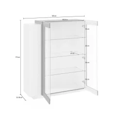 Mobile vetrina 2 ante 120x45x115h cm bianco lucido e ardesia - Austino