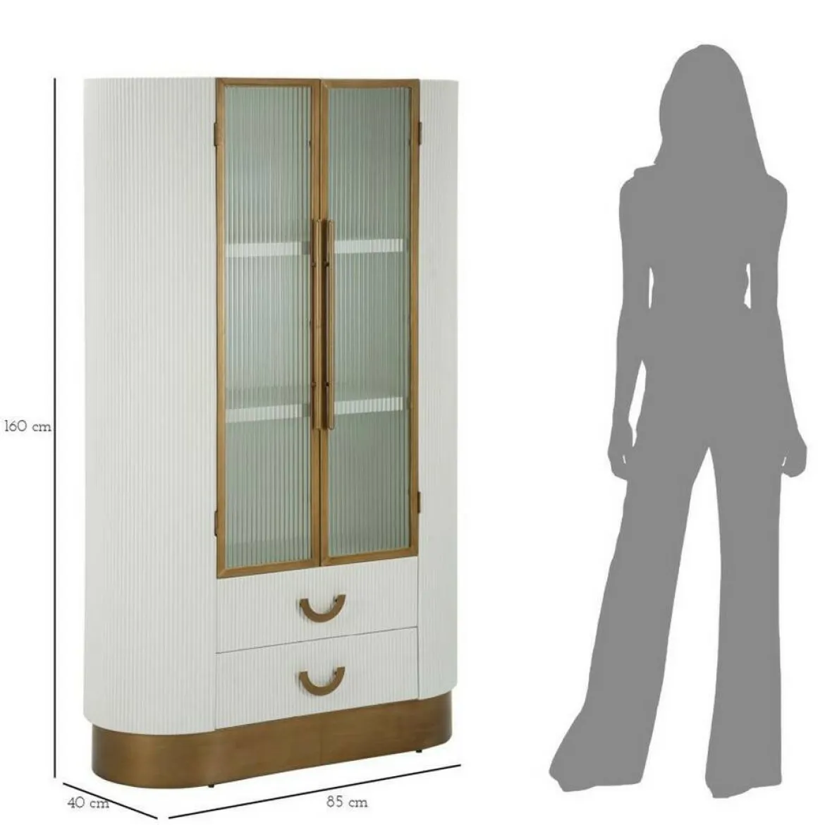 Mobile vetrina 2 ante 85x40x160h cm bianco e marrone - Sable