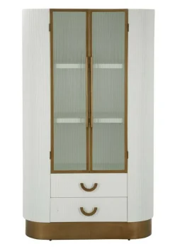 Mobile vetrina 2 ante 85x40x160h cm bianco e marrone - Sable