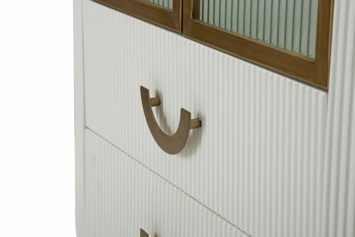 Mobile vetrina 2 ante 85x40x160h cm bianco e marrone - Sable