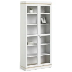 Mobile vetrina 2 ante 88x36x200h cm bianco e quercia - Axinte