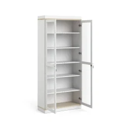 Mobile vetrina 2 ante 88x36x200h cm bianco e quercia - Axinte
