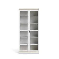 Mobile vetrina 2 ante 88x36x200h cm bianco e quercia - Axinte
