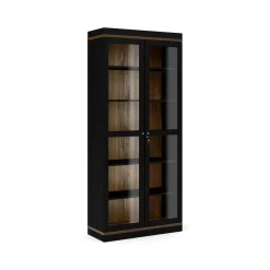 Mobile vetrina 2 ante 88x36x200h cm nero e noce - Axinte