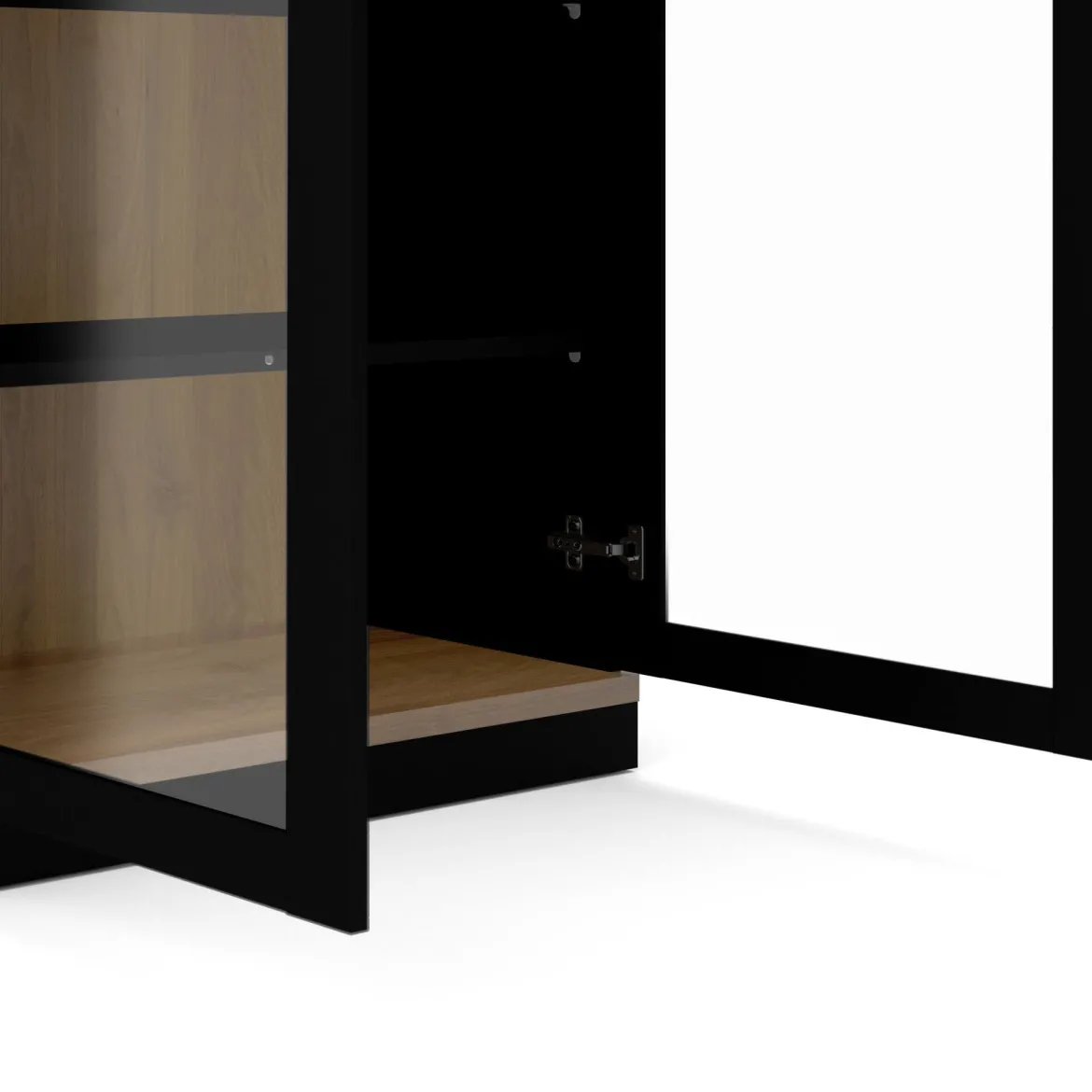 Mobile vetrina 2 ante 88x36x200h cm nero e noce - Axinte