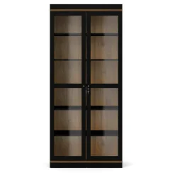 Mobile vetrina 2 ante 88x36x200h cm nero e noce - Axinte
