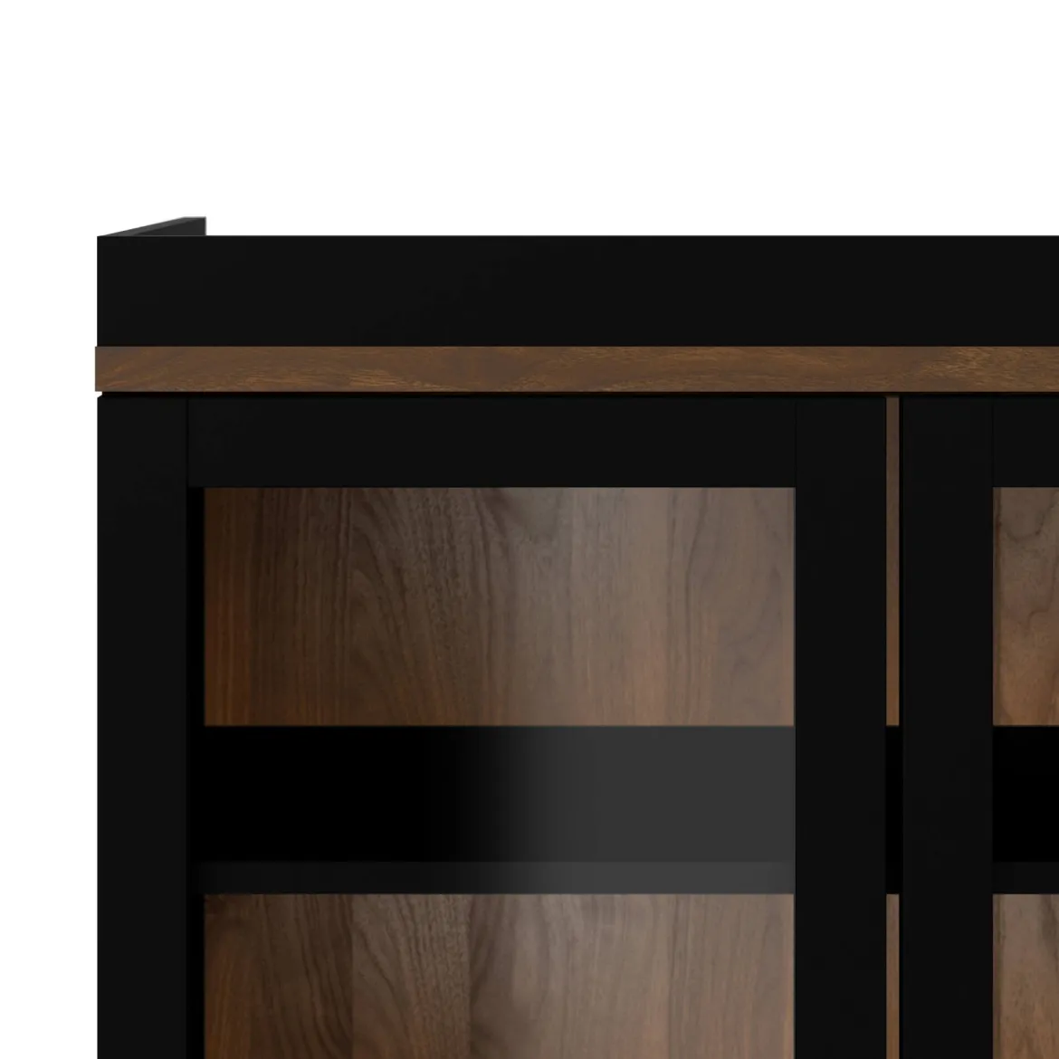 Mobile vetrina 2 ante 88x36x200h cm nero e noce - Axinte