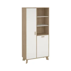 Mobile vetrina 2 ante 88x39x188h cm rovere e bianco - Mirinae
