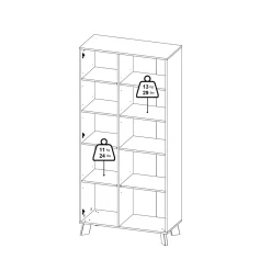 Mobile vetrina 2 ante 88x39x188h cm rovere e bianco - Mirinae