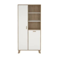 Mobile vetrina 2 ante 88x39x188h cm rovere e bianco - Mirinae