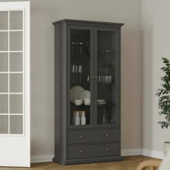 Mobile vetrina cucina classico 2 ante 96x41x200h cm grigio - Honore