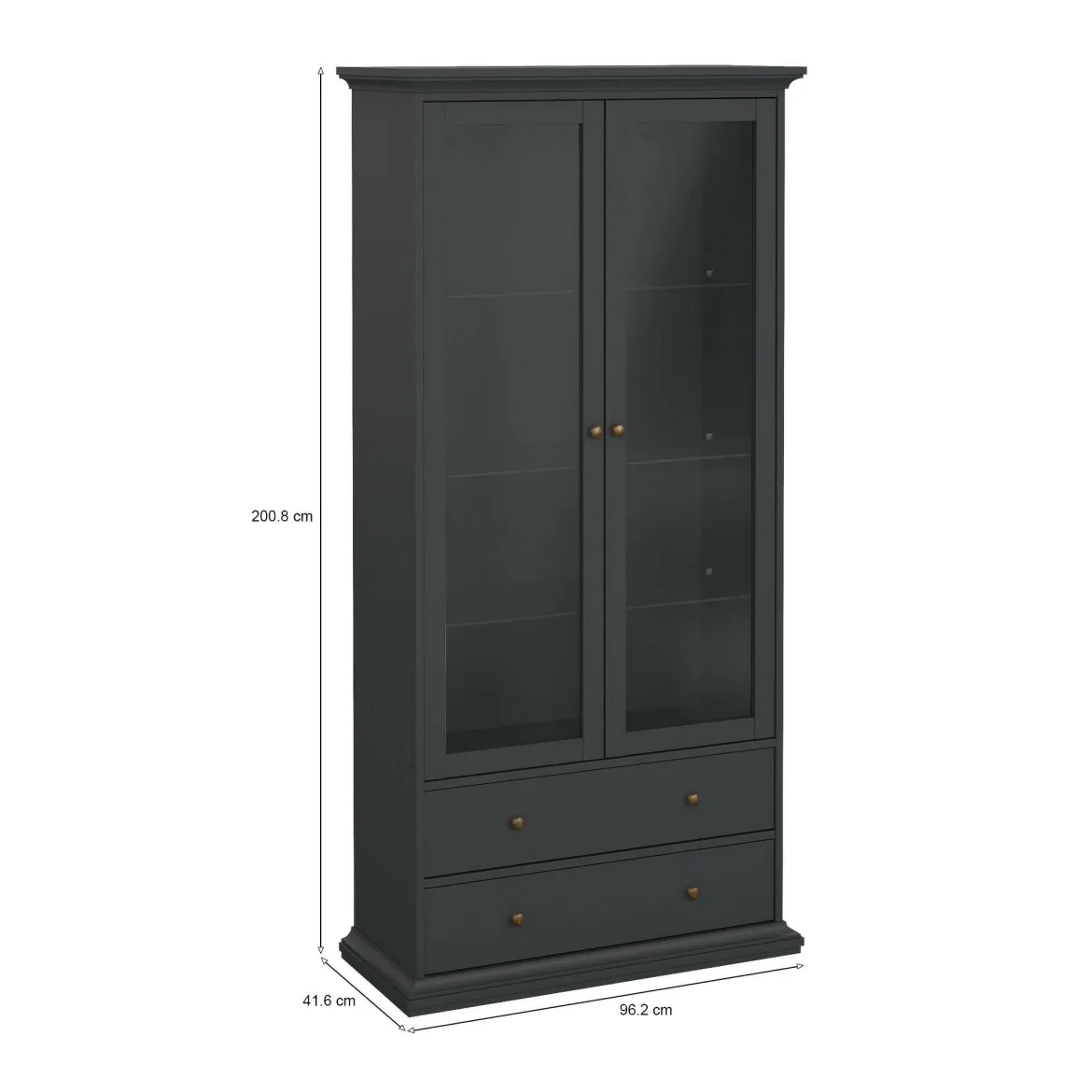 Mobile vetrina cucina classico 2 ante 96x41x200h cm grigio - Honore