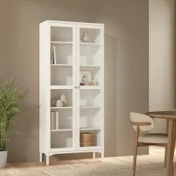 Mobile vetrina luminoso 2 ante 88x36x202h cm bianco - Wutip