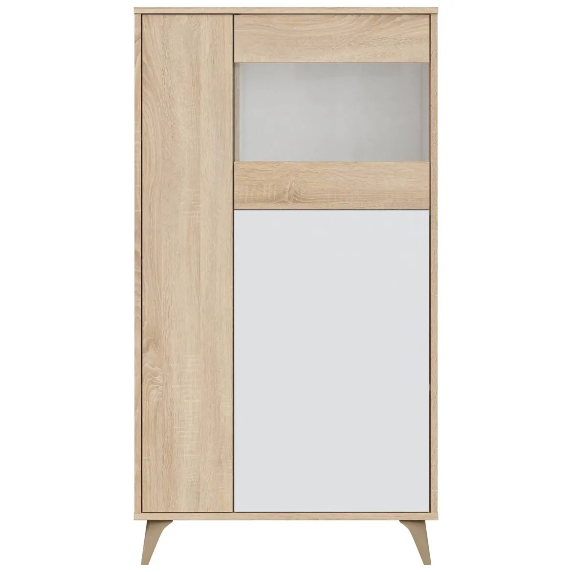 Mobile vetrina soggiorno 3 ante 77x33x142h cm rovere e bianco - Altavista
