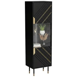 Mobile vetrina 54x40x180h cm nero e oro - Ippoliti