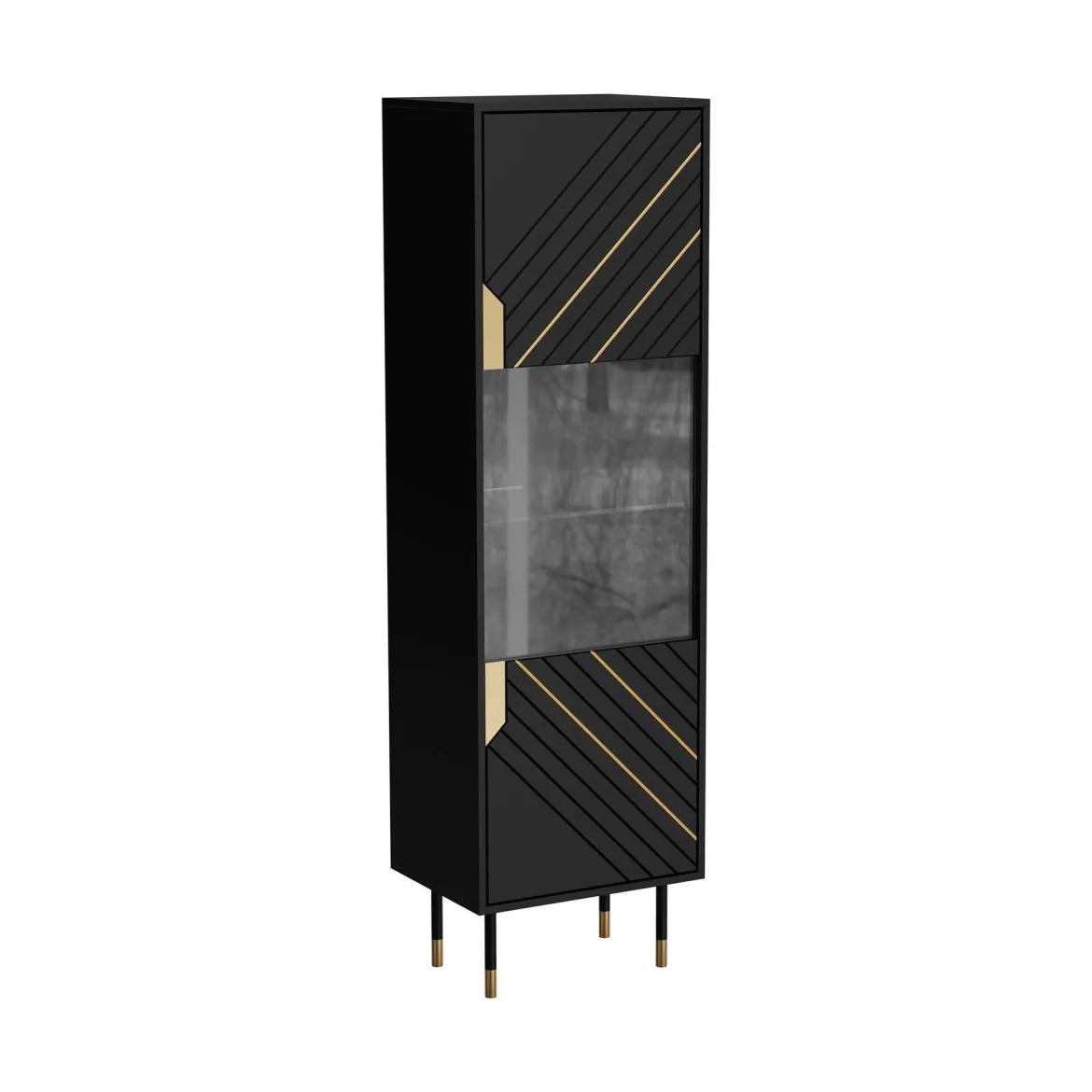 Mobile vetrina 54x40x180h cm nero e oro - Ippoliti