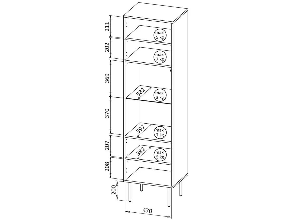 Mobile vetrina 50x40x187h cm noce - Triulzi