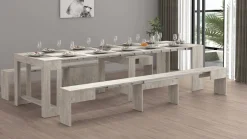 Panca allungabile cemento 290x25x45h cm - Quedan