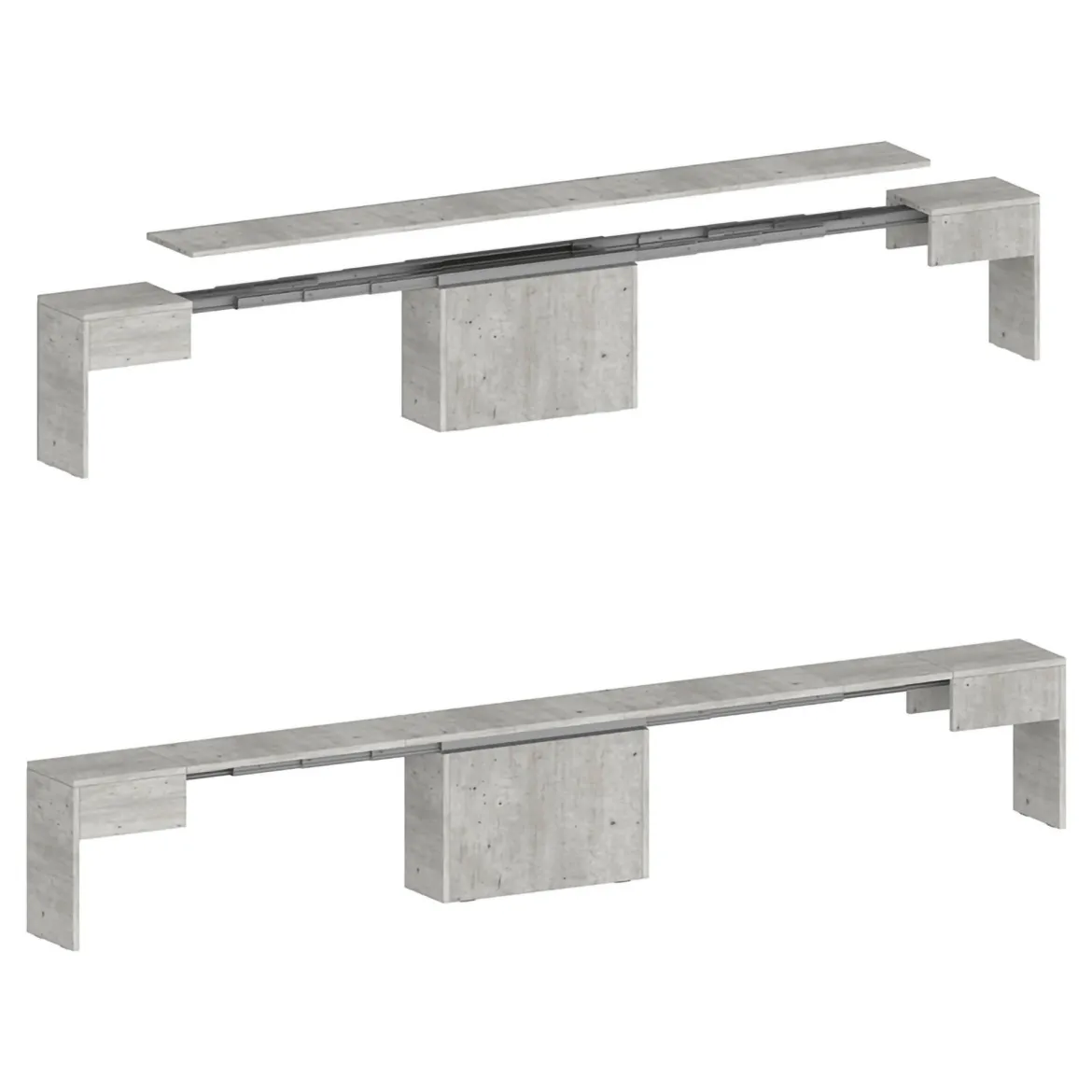 Panca allungabile cemento 290x25x45h cm - Quedan