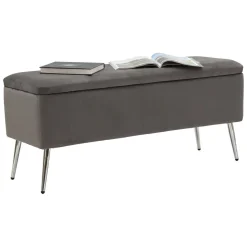 Panca elegante grigia e argento 112x42x50h cm - Aiano