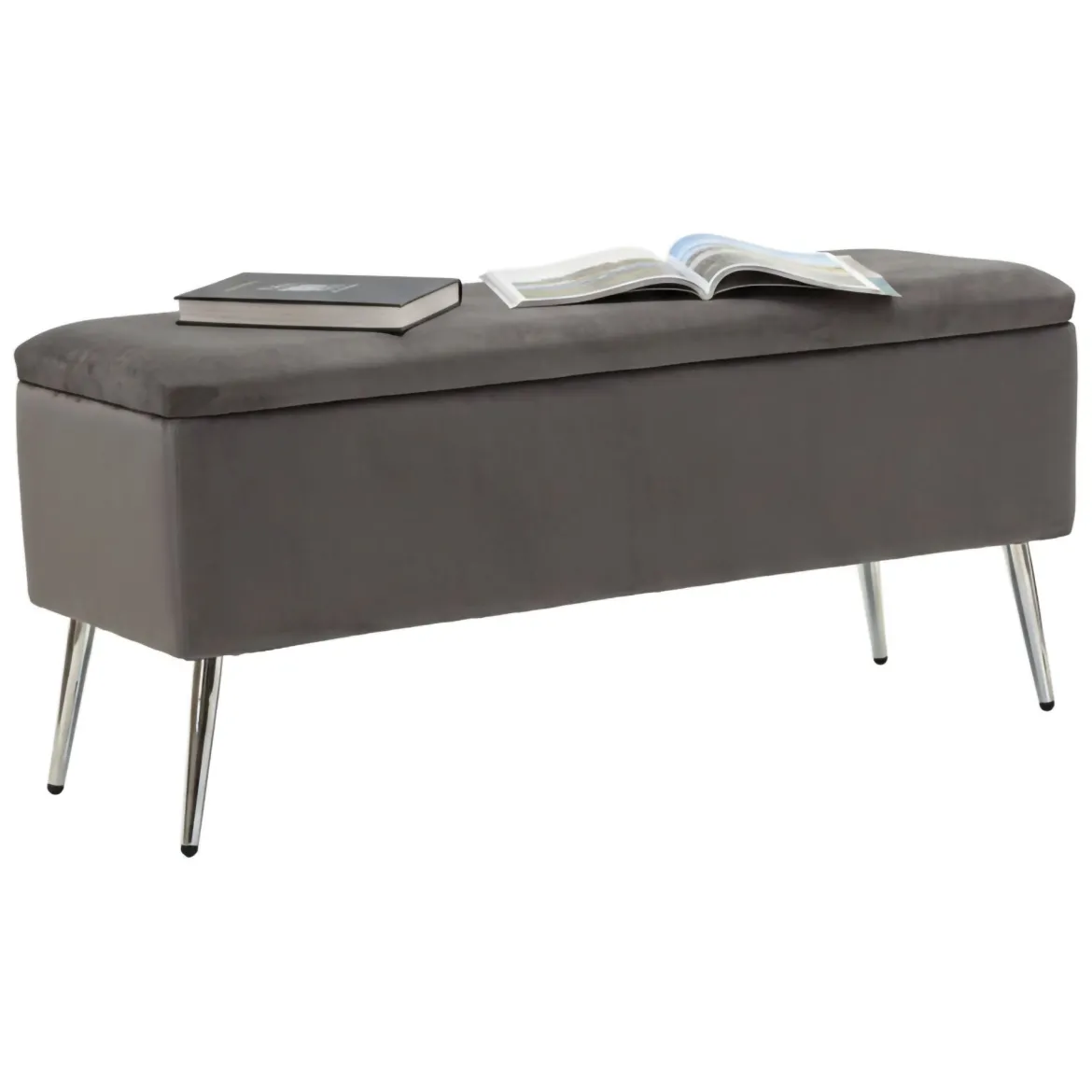 Panca elegante grigia e argento 112x42x50h cm - Aiano