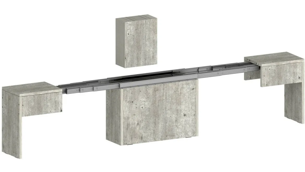 Panca estensibile cemento 290x25x45h cm - Yutu