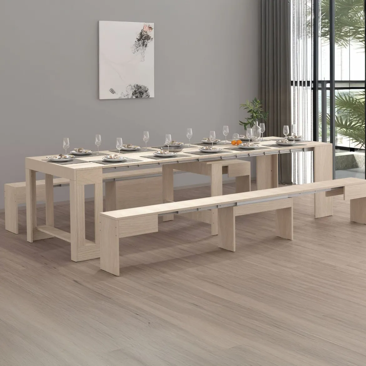 Panca estensibile olmo 290x25x45h cm - Quedan