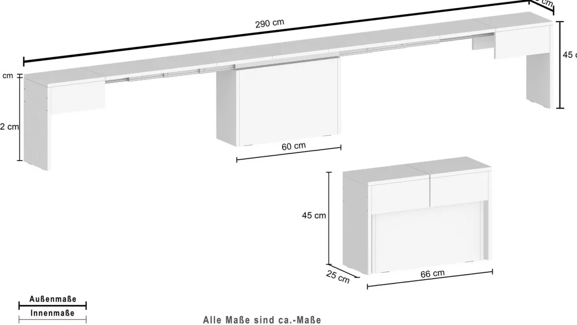 Panca grigia allungabile 290x25x45h cm - Yutu