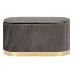 Panca Grigio Scuro oro con due Sgabelli, Panca Contenitore Materiale Struttura in Metallo 80x37x42h cm, Colore Seduta Grigio - Soroti
