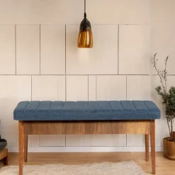 Panca Marrone Noce blu Peso Supportato 130 kg Colore Struttura blu 110x40x48h cm, Altezza Seduta 48 cm - Arielli
