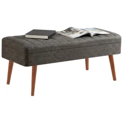 Panca Marrone Noce Nero Antracite Peso Supportato 130 kg Colore Struttura Nero 105x40x49h cm, Altezza Seduta 40 cm - Falcon