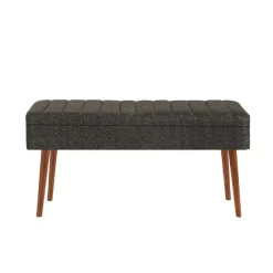 Panca Marrone Noce Nero Antracite Peso Supportato 130 kg Colore Struttura Nero 105x40x49h cm, Altezza Seduta 40 cm - Falcon