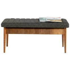 Panca Marrone Noce Nero Antracite Peso Supportato 130 kg Colore Struttura Nero 110x40x48h cm, Altezza Seduta 48 cm - Arielli