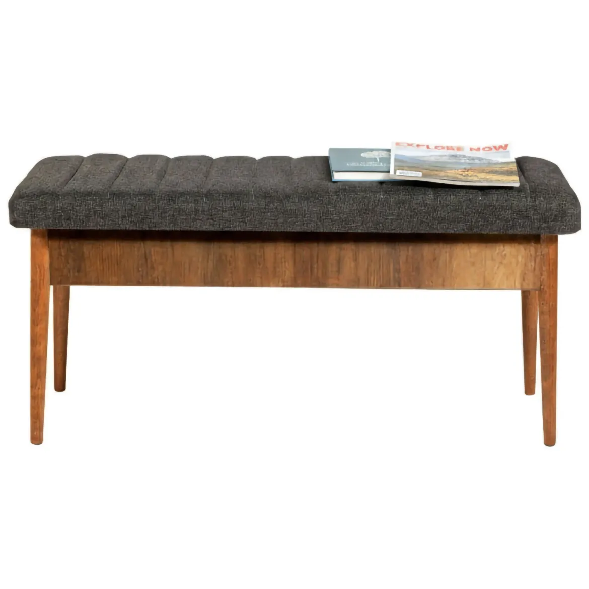Panca Marrone Noce Nero Antracite Peso Supportato 150 kg Colore Struttura Nero 105x40x85h cm, Altezza Seduta 40 cm - Barthelemy