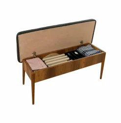 Panca Marrone Noce Nero Antracite Peso Supportato 150 kg Colore Struttura Nero 105x40x85h cm, Altezza Seduta 40 cm - Barthelemy