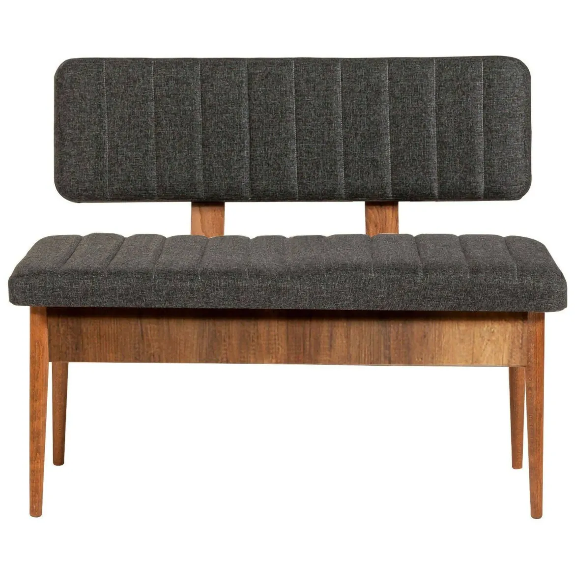 Panca Marrone Noce Nero Antracite Peso Supportato 150 kg Colore Struttura Nero 110x40x85h cm, Altezza Seduta 48 cm - Salento