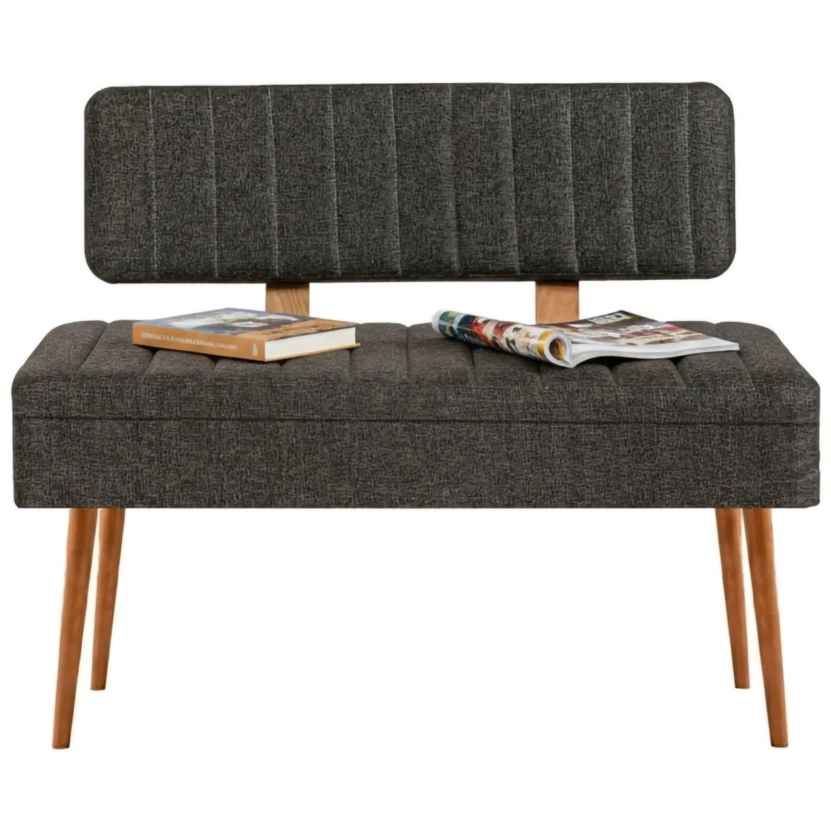 Panca Marrone Quercia Nero Antracite Peso Supportato 150 kg Colore Struttura Nero 105x40x85h cm, Altezza Seduta 40 cm - Barthelemy