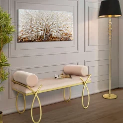 Panca oro Rosa con 2 Cuscini Materiale Struttura in Tessuto 113x49x53h cm, Colore Seduta Rosa - Ennist