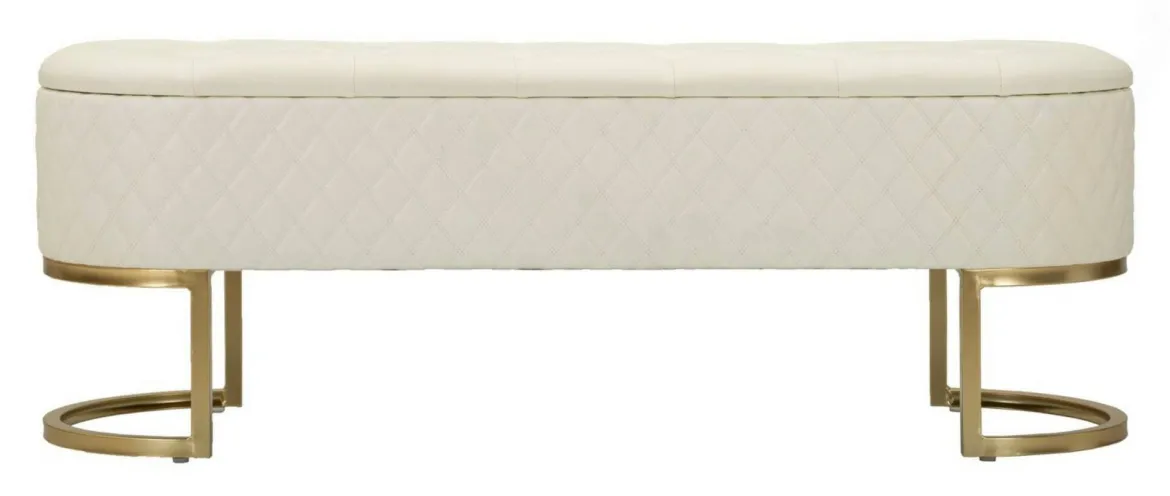 Panca shabby bianca e oro 120x40x43h cm - Golfo