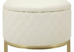 Panca shabby bianca e oro 120x40x43h cm - Golfo