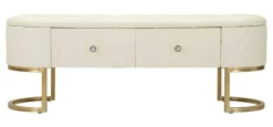 Panca shabby bianca e oro 120x40x43h cm - Golfo
